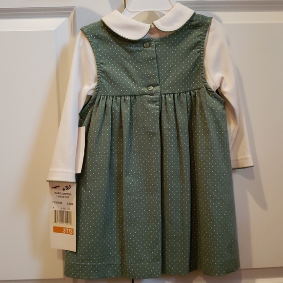 Rare Editions 2pc Green Corduroy Butterfly Dress - Picture 5 of 6